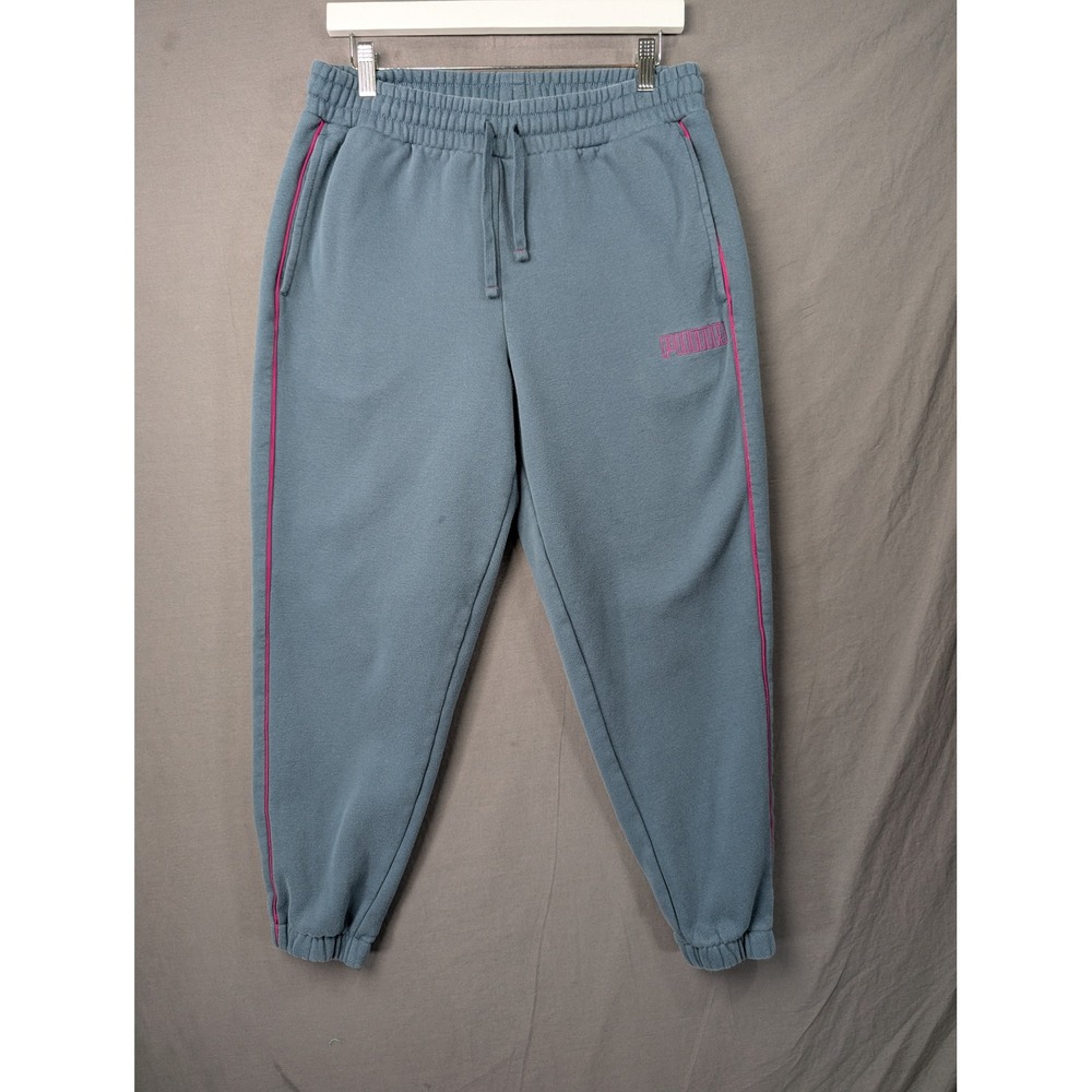 Puma Womens Blue Pink Side Stripe Jogger Sweatpants 689263-02 Size L